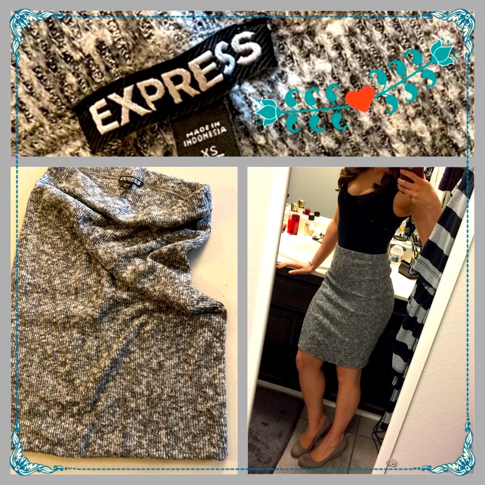 2/$12 Express Sweater Skirt Grey Black Spacedye